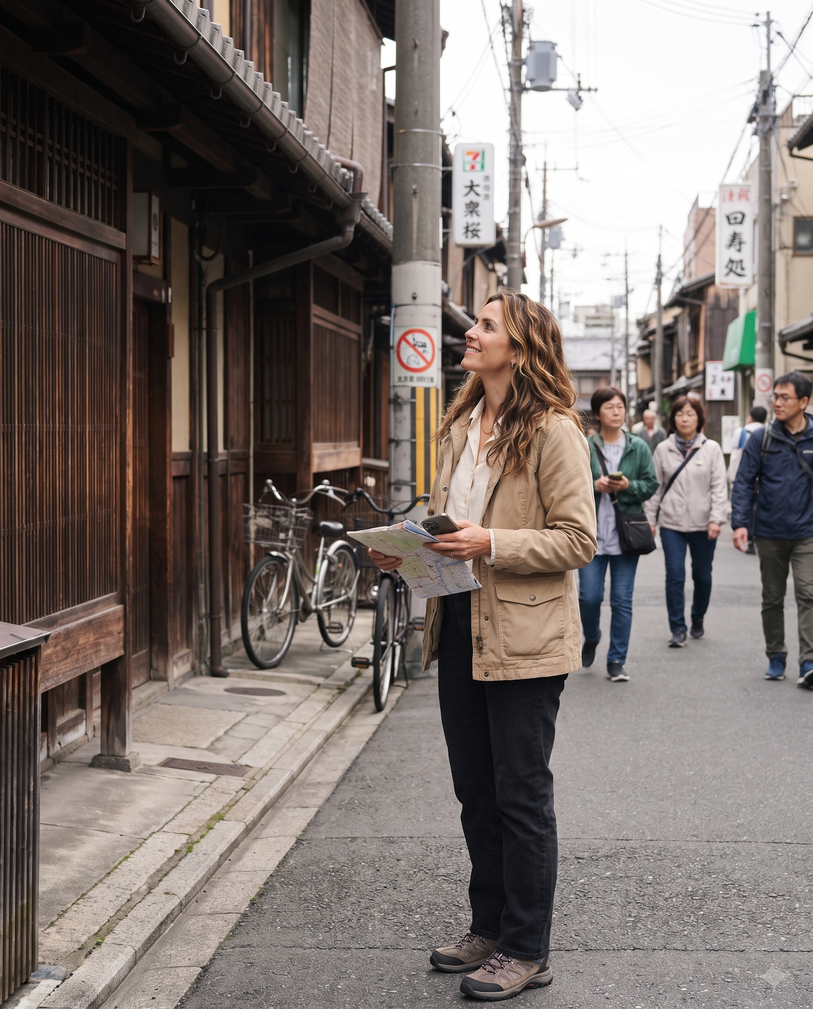 Claire Bennett exploring a traditional neighbourhood in Kyoto, Japan