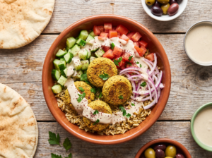Middle Eastern Baked Falafel Bowl