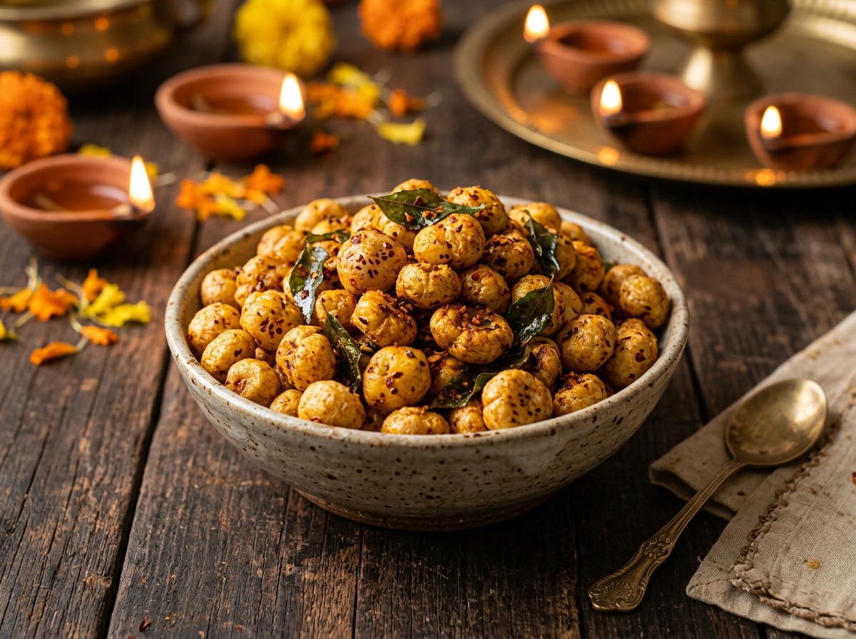 A bowl of masala makhana