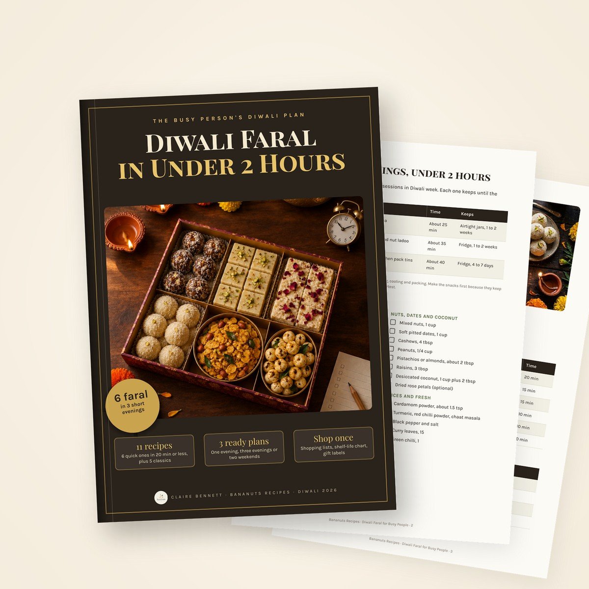 Diwali Faral in Under 2 Hours planner and recipe book by Claire Bennett